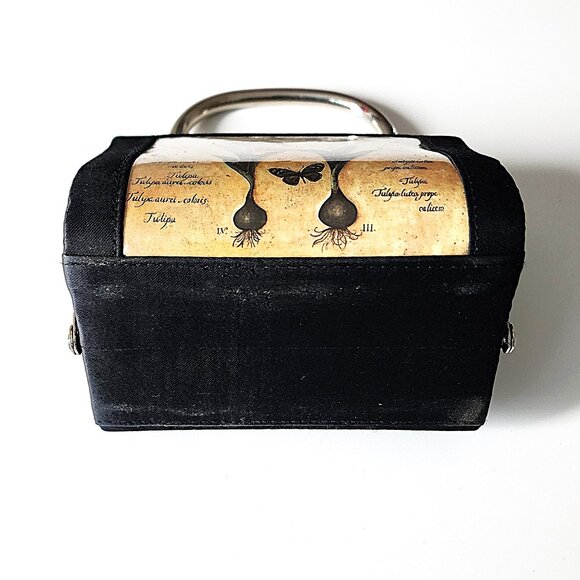 Y2K black satin floral mini bag - Picture 3 of 12